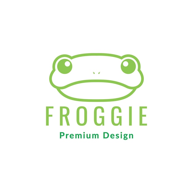 Visage vert petite grenouille mignon logo design vecteur graphique symbole icône signe illustration idée créative