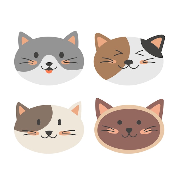 visages de chat de vecteur