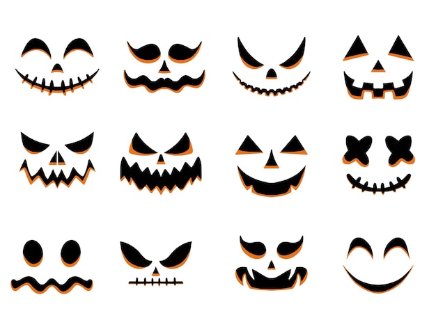 Visages effrayés et souriants d'Halloween