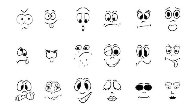 Visages Fous Vecteur St Dans Le Style D'art En Ligne Emoticon Avatar Caricature Symboles