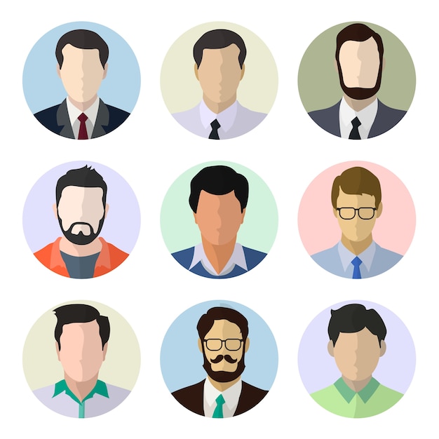 Visages humains d'avatar masculin