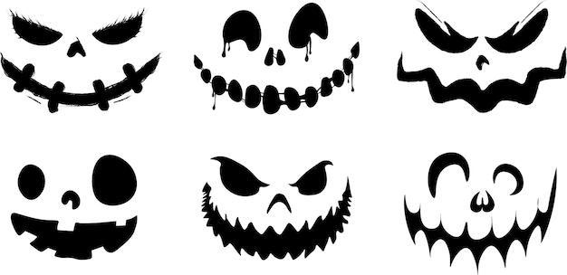 Vecteur visages noirs effrayants d'halloween