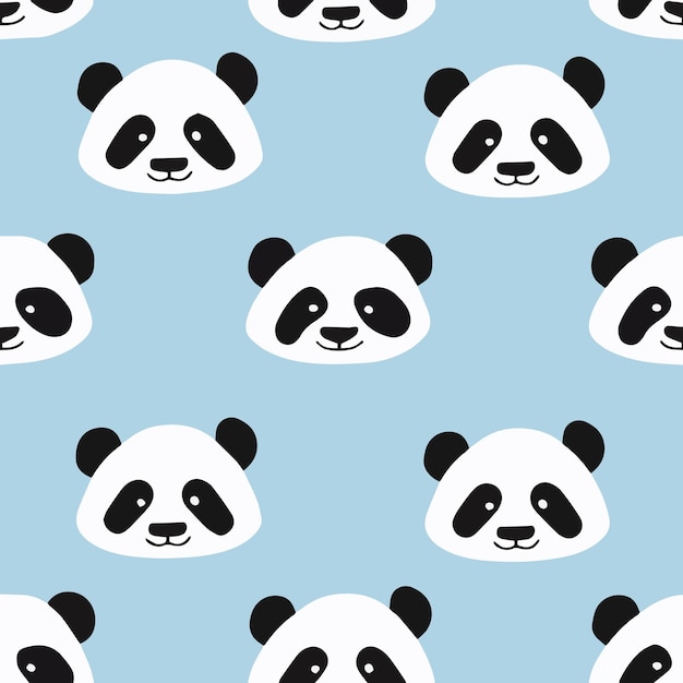 Des visages de panda mignons avec un motif sans couture