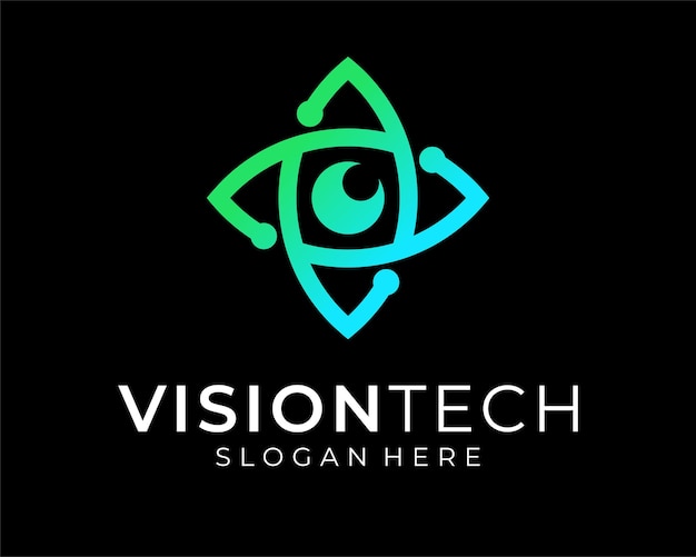 Vision Eyesight Eyeball Élève Lentille Circuit Technologie Digital Electronic Connect Vector Logo Design