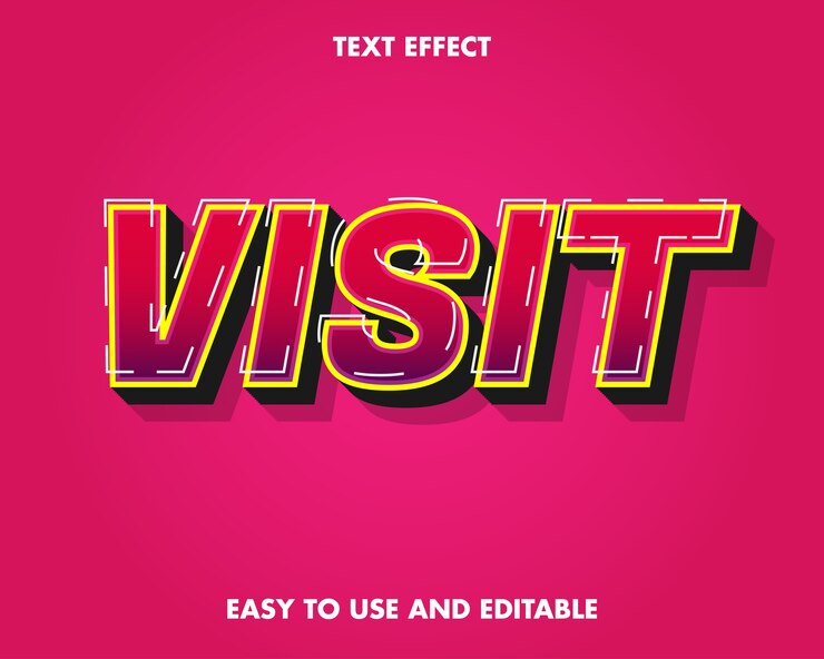 Visitez Effet de texte. Facile à utiliser et modifiable. Illustration vectorielle premium