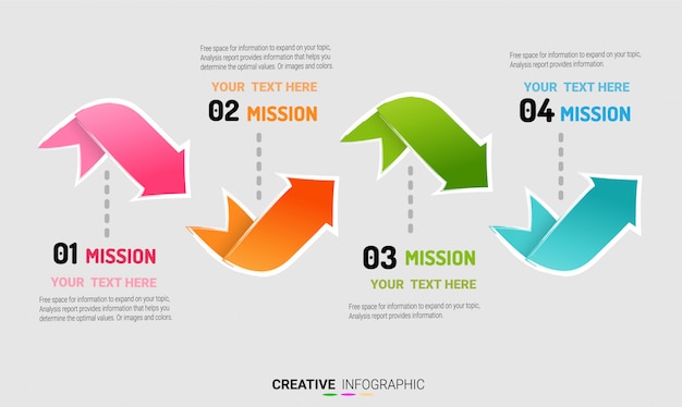 Vecteur visualisation des données de l'entreprise. diagramme de processus. éléments abstraits du graphique, diagramme en 4 étapes.