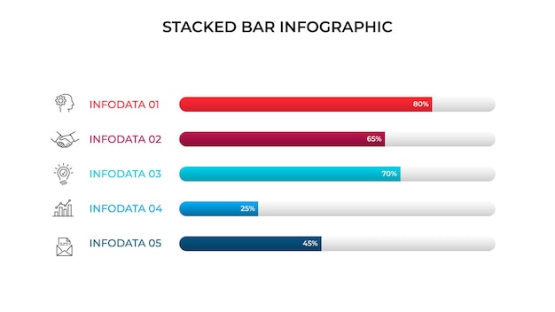 Visualisation des données d'entreprise Graphique à barres empilées Modèle d'entreprise vectoriel pour la présentation Concept créatif pour l'infographie