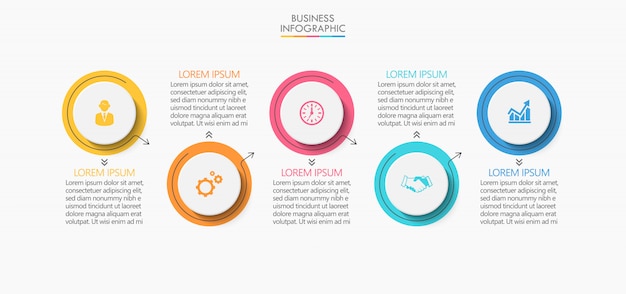 Visualisation des données d'entreprise. icônes infographiques de chronologie