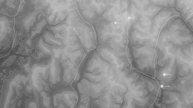 Visualisation de données volumineuses sur le terrain Infographie de carte futuriste Visualisation graphique de données topographiques complexes Données abstraites sur le graphique d'élévation Image de données géographiques monochromes
