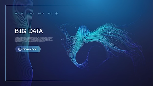 Visualisation de flux de données abstraite en bleu avec des lignes fluides