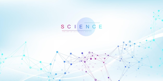 Visualisation de grandes données génomiques. Hélice d'ADN, brin d'ADN, test ADN. CRISPR CAS9 - Génie génétique. Molécule ou atome, neurones. Structure abstraite pour la science ou la formation médicale, bannière. Flux de vague.