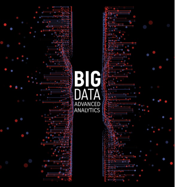 Visualisation Vectorielle Abstraite De Données Volumineuses Tableau De Lignes Et De Points Complexe De Connexion De Données Volumineuses Fond D'élément Fractal Graphique Illustration Vectorielle