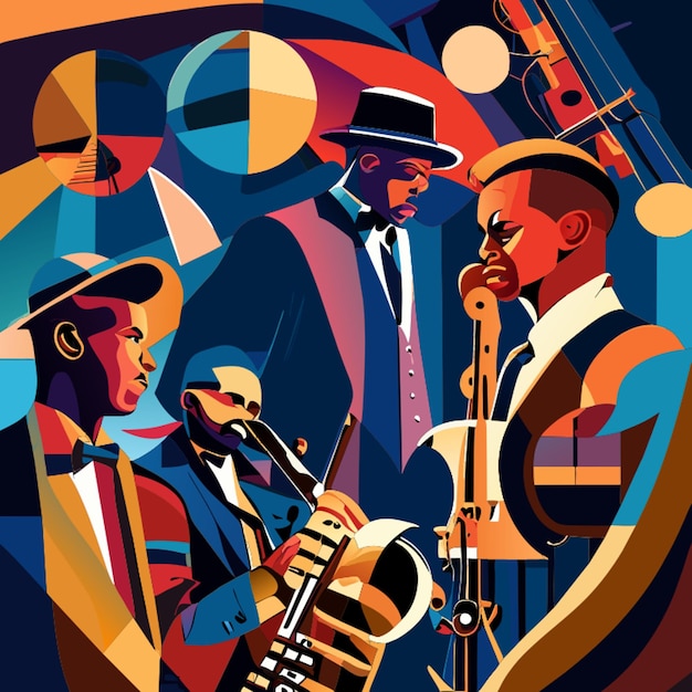 Visualiser Les Mélodies Des Groupes De Jazz Big Bang Comme Des Formes Abstraites Et Les Combiner Avec De Vieux Vintage