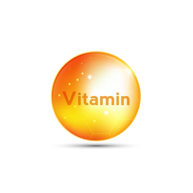 Vitamine, capsule jaune. bulle jaune, conception vectorielle réaliste.