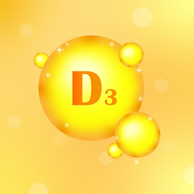 Vitamine d3 ronde jaune Concept de soins de la peau Concept scientifique de soins de santé médicaux Illustration vectorielle