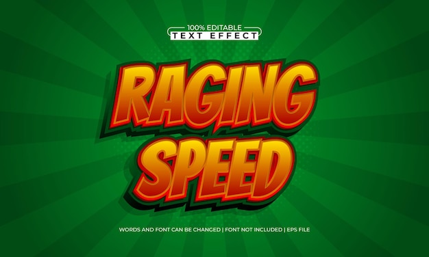 vitesse de course effet de texte modifiable avec un style de texte de course et de feu