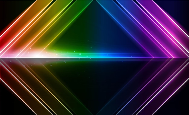 Vitesse De Flèche Colorée Abstraite Key Door Open Light Out Technology Et Avec Des Triangles De Néon Concept De Communication Hitech Innovation Background Vector Design