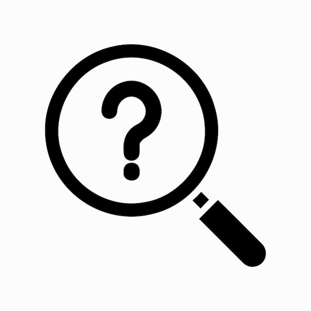 vitre de grossissement avec vecteur d'icône de point d'interrogation