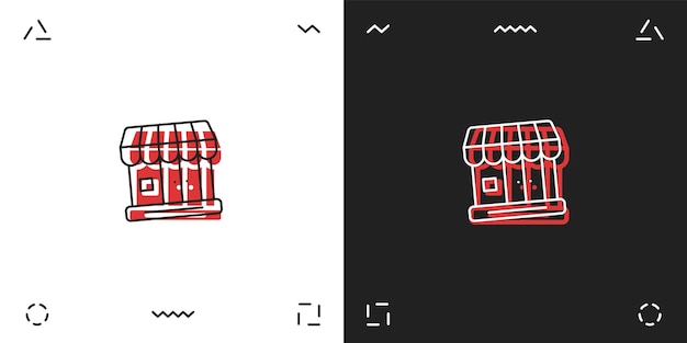 vitrine illustrée vectorielle avec icône d'auvent avec effet en 2 options