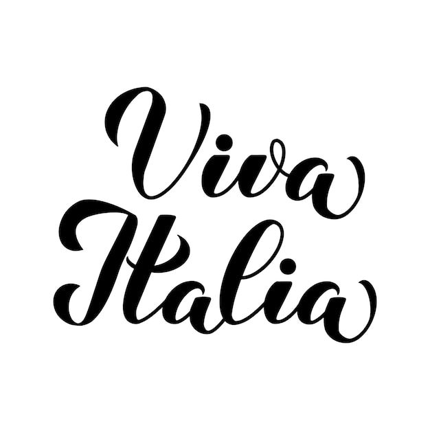 Viva Italia calligraphie main lettrage isolé sur blanc Vive l'Italie en italien Modèle vectoriel pour la typographie affiche bannière flyer autocollant tshirt carte postale logo création etc.