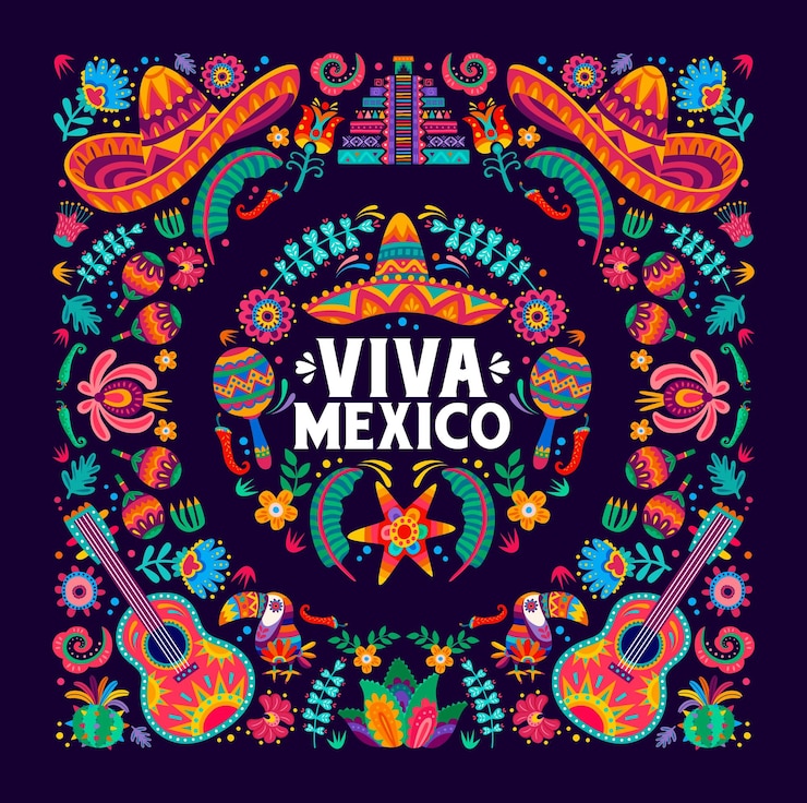 Vecteur viva mexico banner vectoriel du jour de l'indépendance du mexique
