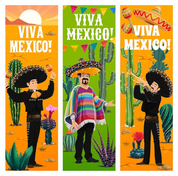 Viva Mexico Bannières Groupe D'artistes Mexicains Mariachi