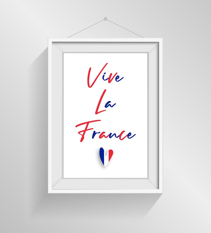 Vecteur vive la france art mural inspiré dans des couleurs patriotiques