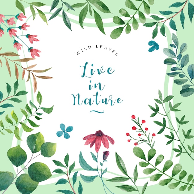 Vivre dans la nature aquarelle feuilles sauvages