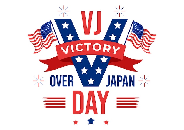 Vj Victory Over Japan Day Célébrer L'illustration Vectorielle Avec Fond De Drapeau Des états-unis