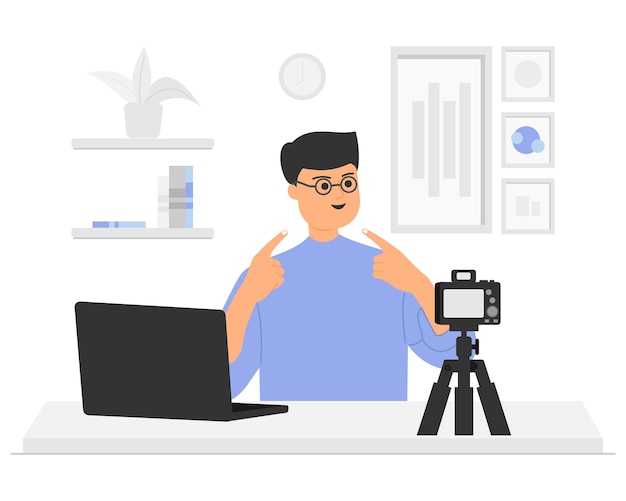 Vlogger donne un avis sur l'illustration des lunettes
