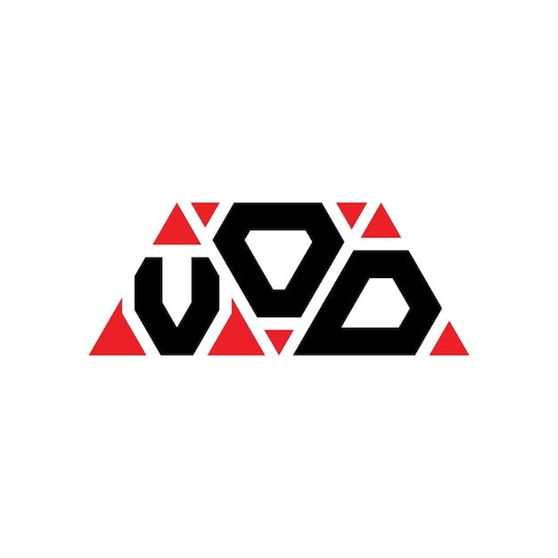 Vecteur vod triangle lettre logo design avec forme triangulaire vod triangle logo design monogramme vod triange vecteur modèle de logo avec couleur rouge vod logo triangulaire simple élégant et luxueux logo vod
