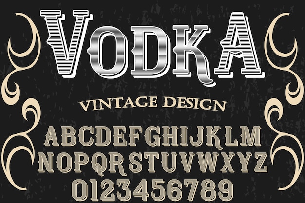 Vecteur vodka de style graphique caractère vintage