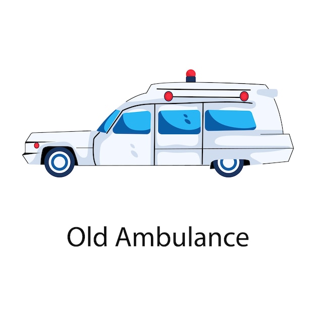 Voici une icône plate d'une vieille ambulance