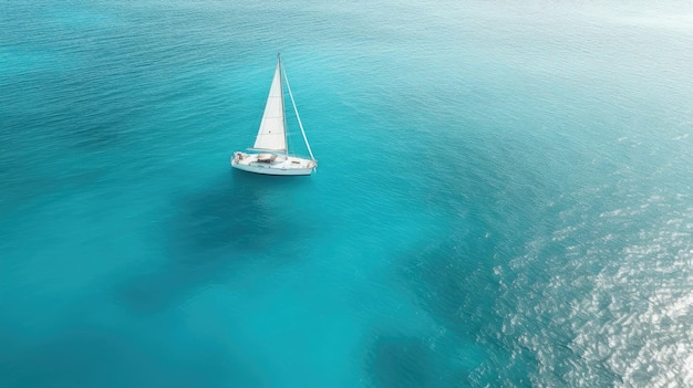 Vecteur un voilier dans les eaux bleues de la méditerranée