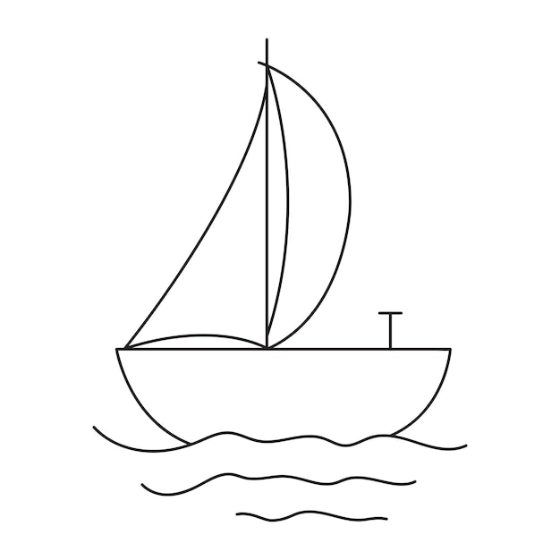Vecteur voilier. joli bateau à voiles sur fond blanc isolé. vagues d'eau. illustration vectorielle