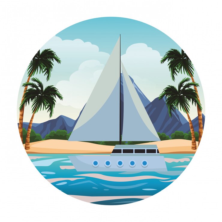 Vecteur voilier en mer