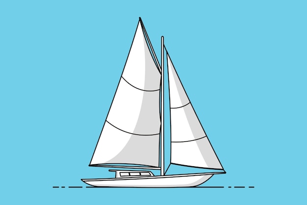 Voilier De Yacht Ou Voilier, Icône De Vecteur De Voilier Isolé Sur Fond Bleu Dans Un Style Design Plat