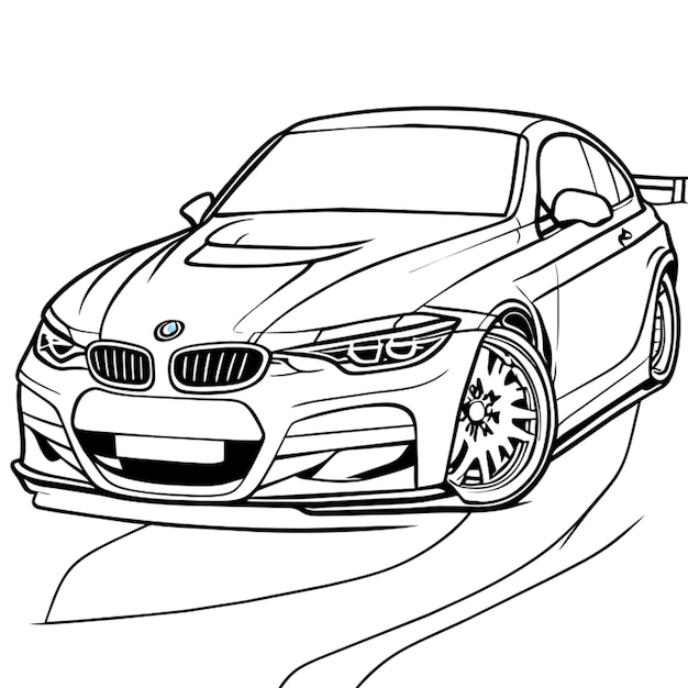 voiture bmw peignable en noir et blanc pour le livre à colorier illustration vectorielle art de ligne
