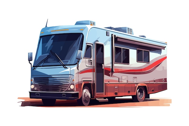 Voiture de camping-car vacances camping-car sur route isolée sur fond Illustration vectorielle de dessin animé