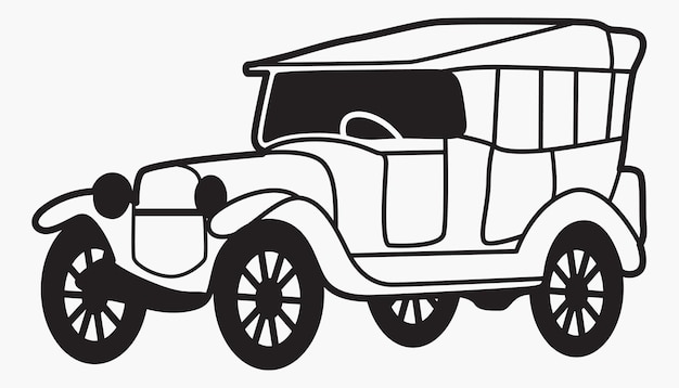 Vecteur voiture classique dessin au trait silhouette véhicules