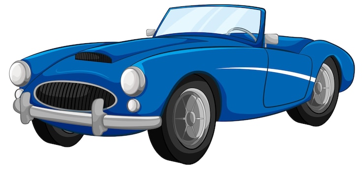 Vecteur une voiture convertible bleue vintage