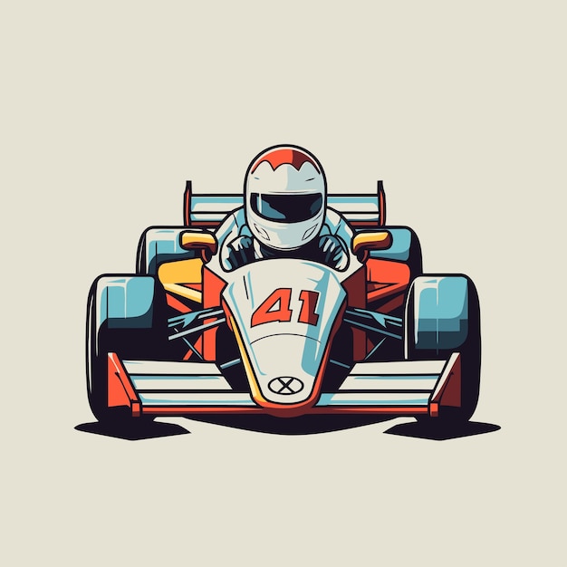 Voiture De Course De Dessin Animé Illustration Vectorielle D'une Voiture De Course Avec Casque