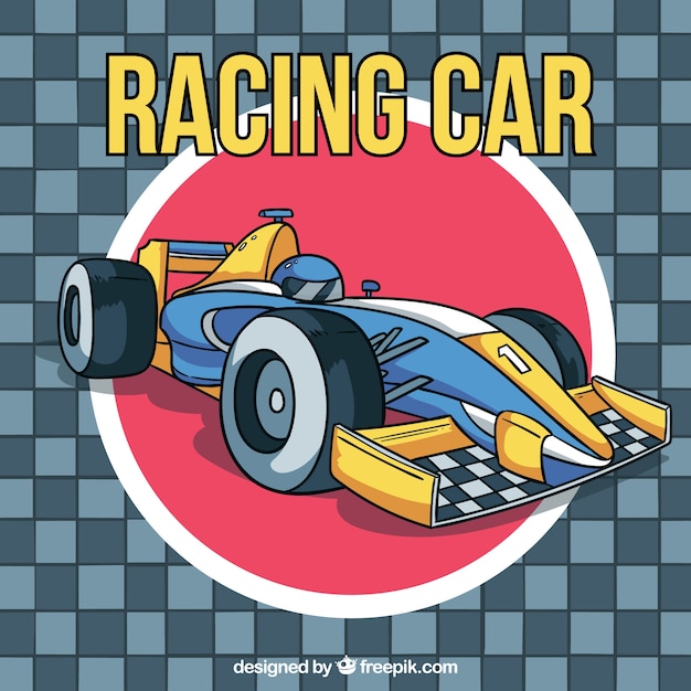 Vecteur voiture de course de formule 1 dans un style dessiné à la main