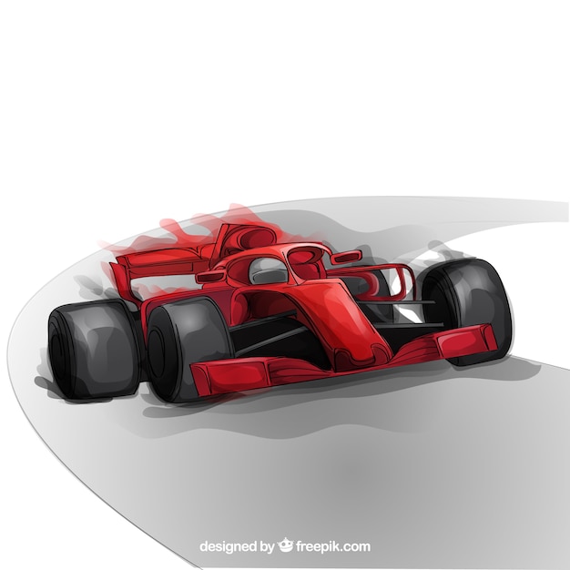 Vecteur voiture de course formule 1 dessiné à la main