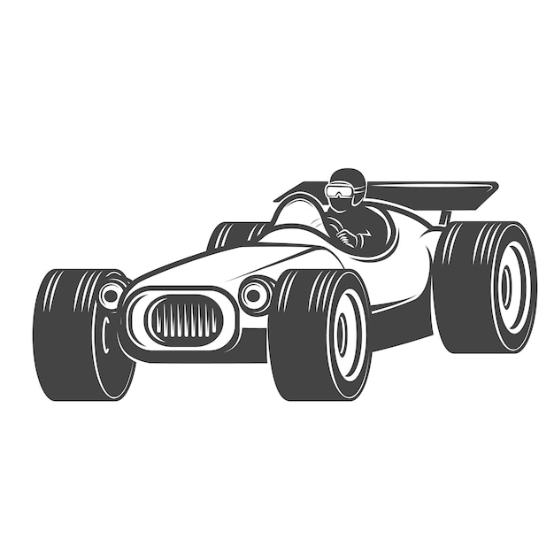 Voiture De Course Vintage Sur Fond Blanc. Illustration