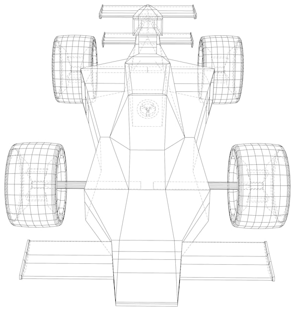 Vecteur voiture de course wireframe format eps10 rendu vectoriel en 3d