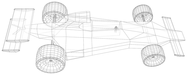 Vecteur voiture de course wireframe format eps10 rendu vectoriel en 3d