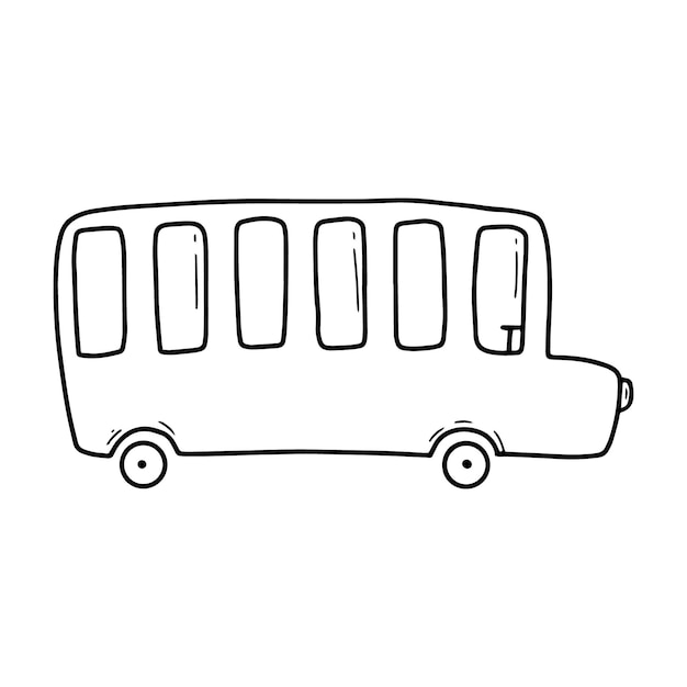 Voiture Doodle Bus Linéaire Scolairevoiture Pour Enfants Illustration Vectorielle