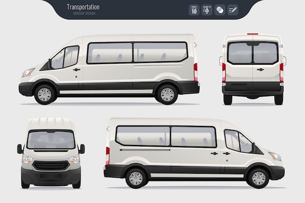 Vecteur voiture de fret isolée détaillée