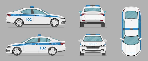 Vecteur voiture de police russe de différents côtés